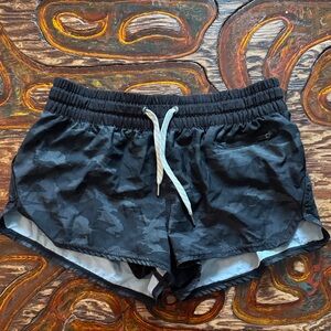 Vuori Black Camo Athletic Shorts with Drawstring